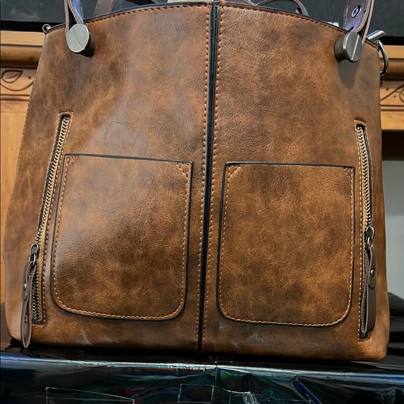 unbranded Handbags - Brown Crossbody Bag with Distressed Leather Look